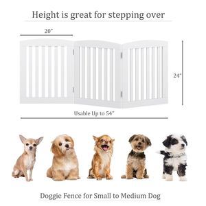 PAWLAND Wooden Freestanding Foldable Pet Gate for Dogs, 24 inch 3 Panels